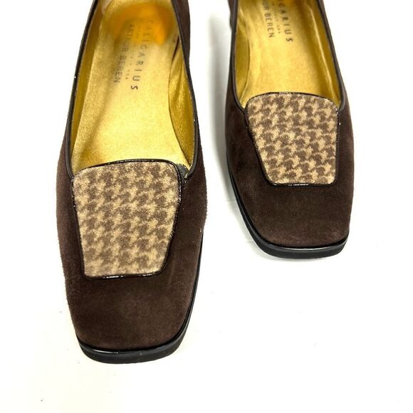 Arthur Beren brown suede loafers with houndstooth front Sz 8.5 N - Picture 3 of 7